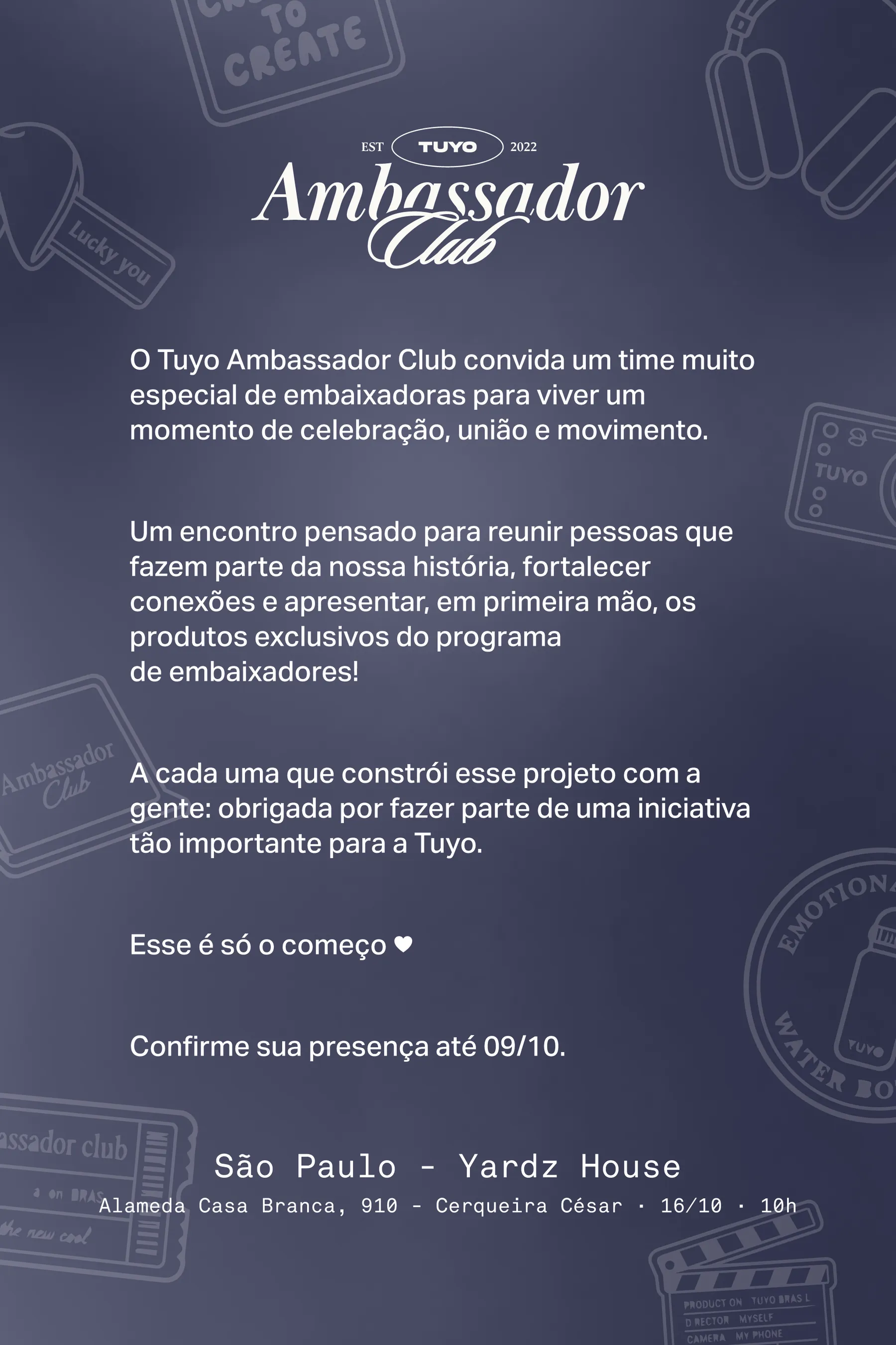 Convite Ambassador Club São Paulo